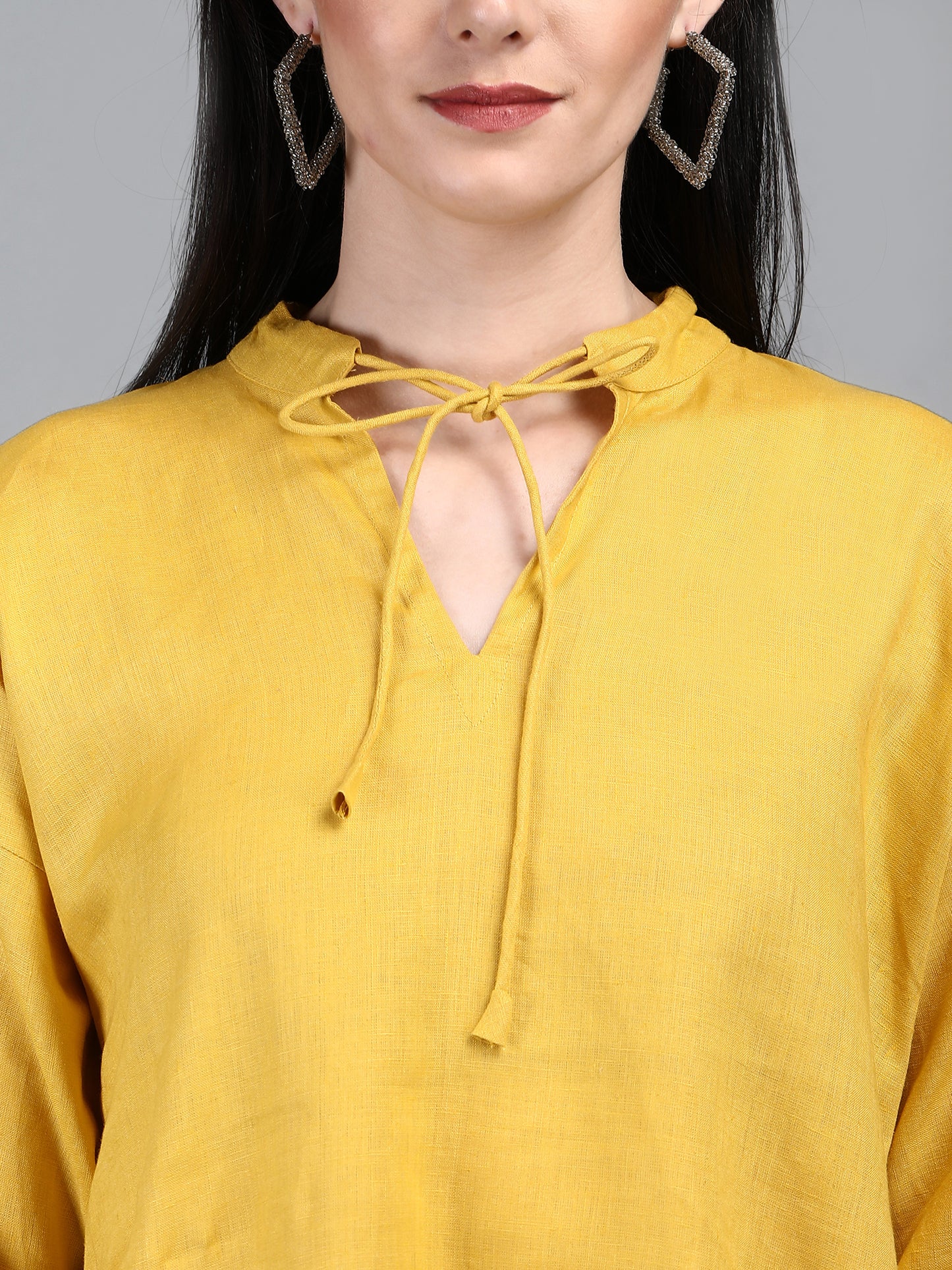 Rocamadour Yellow Linen 3/4 Sleeves Top