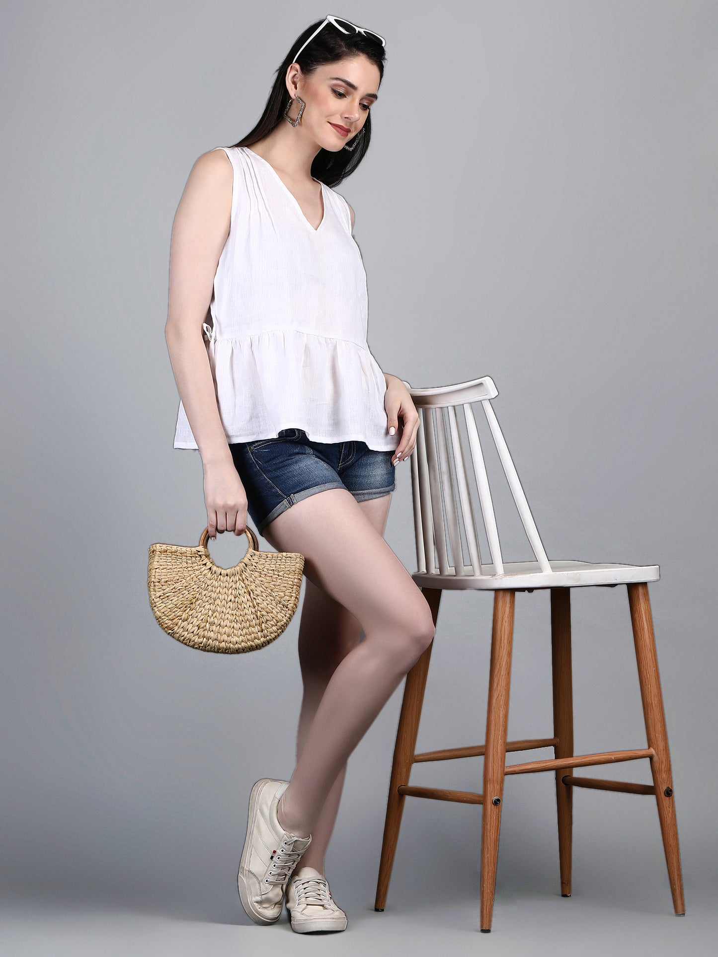 Mont Saint Linen Top with draw cords on side