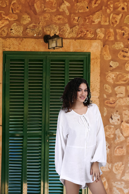 Paris White European linen Jumpsuit