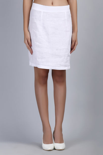 Fontainebleau Pure white Linen Skirt