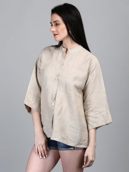 Annecy Beige Linen Shirt