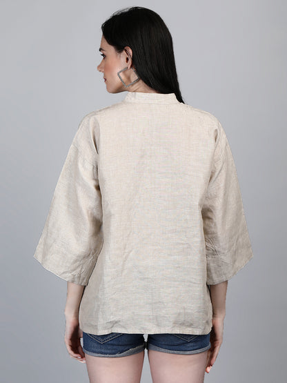 Annecy Beige Linen Shirt
