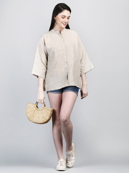 Annecy Beige Linen Shirt