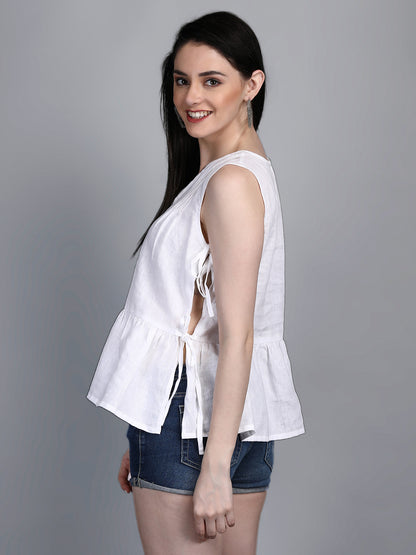 Mont Saint Linen Top with draw cords on side