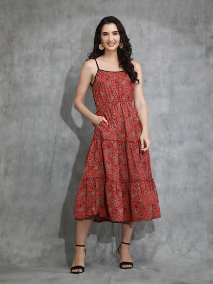 Red Tiered Maxi Dress