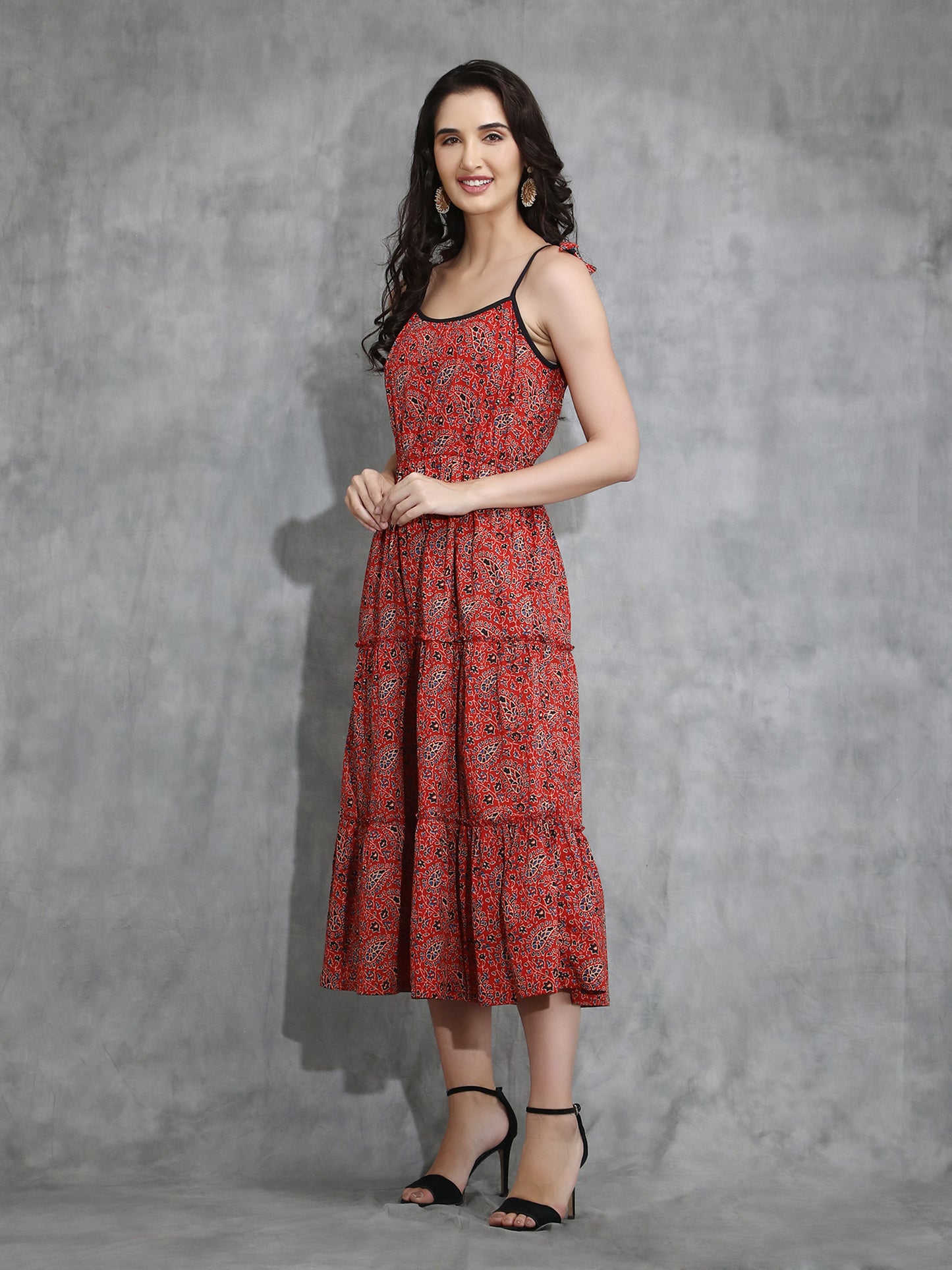 Red Tiered Maxi Dress