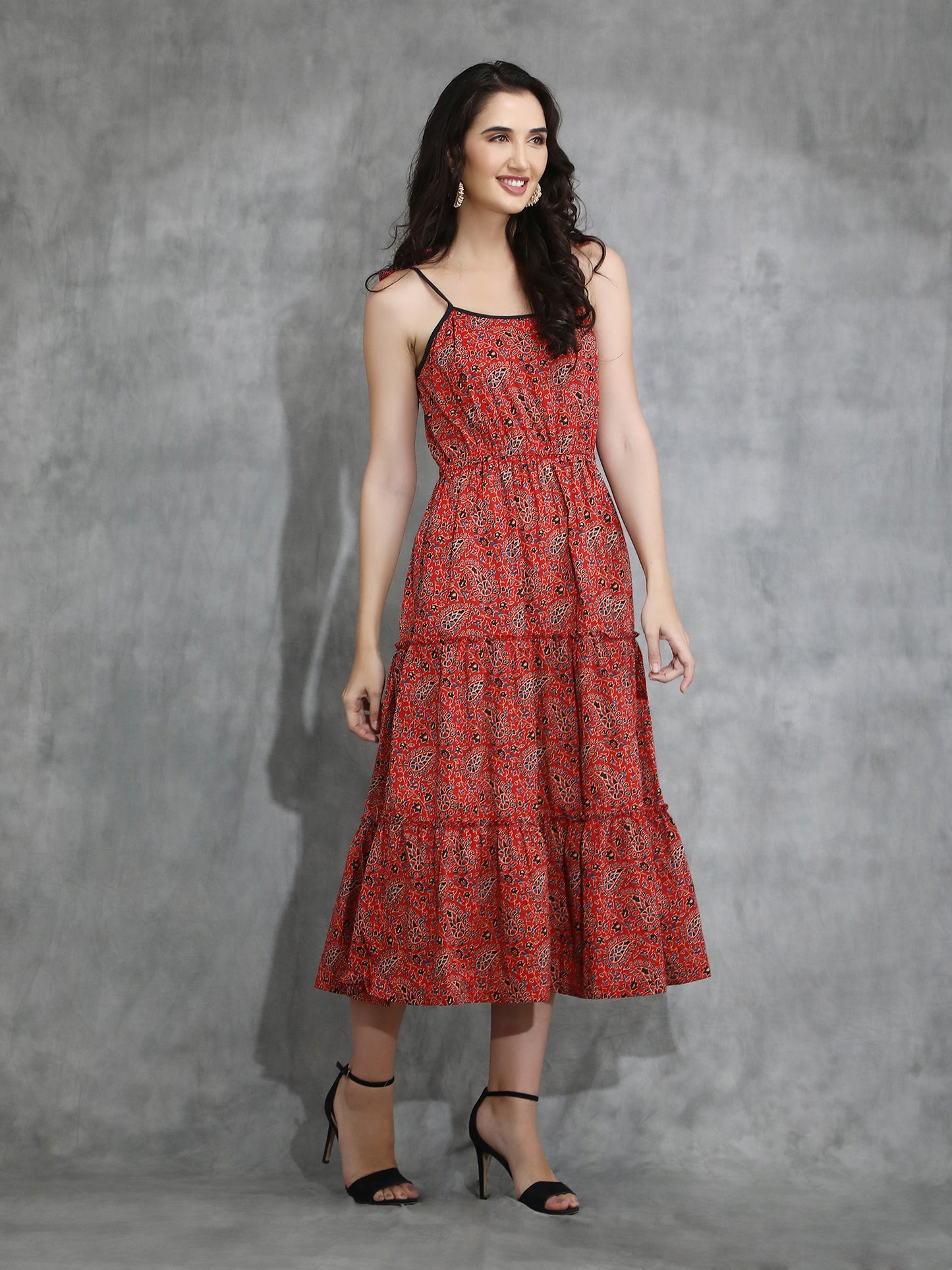 Red Tiered Maxi Dress