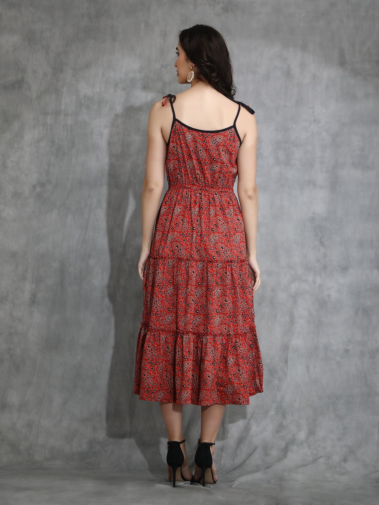 Red Tiered Maxi Dress
