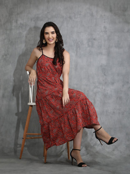 Red Tiered Maxi Dress